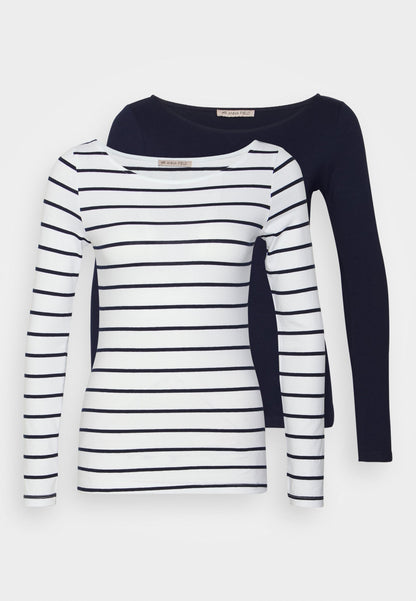 Anna Field 2 Pack - Long Sleeved Top - White/Navy