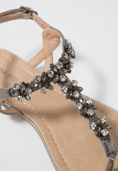 Anna Field T-Bar Sandals - Gunmetall