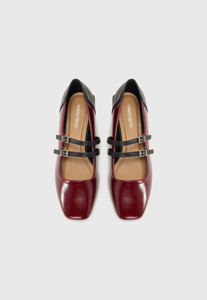 Anna Field Ballet Pumps - Burgundy Black