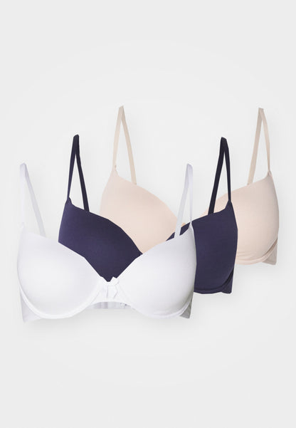 Anna Field SUNLIGHT 3 PACK - T-shirt Bra - Dark Blue/off White/nude