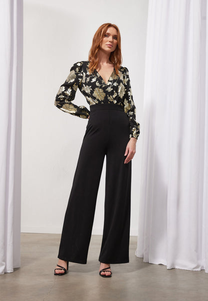 Anna Field GOLD FOIL TOP - Jumpsuit - Black/gold