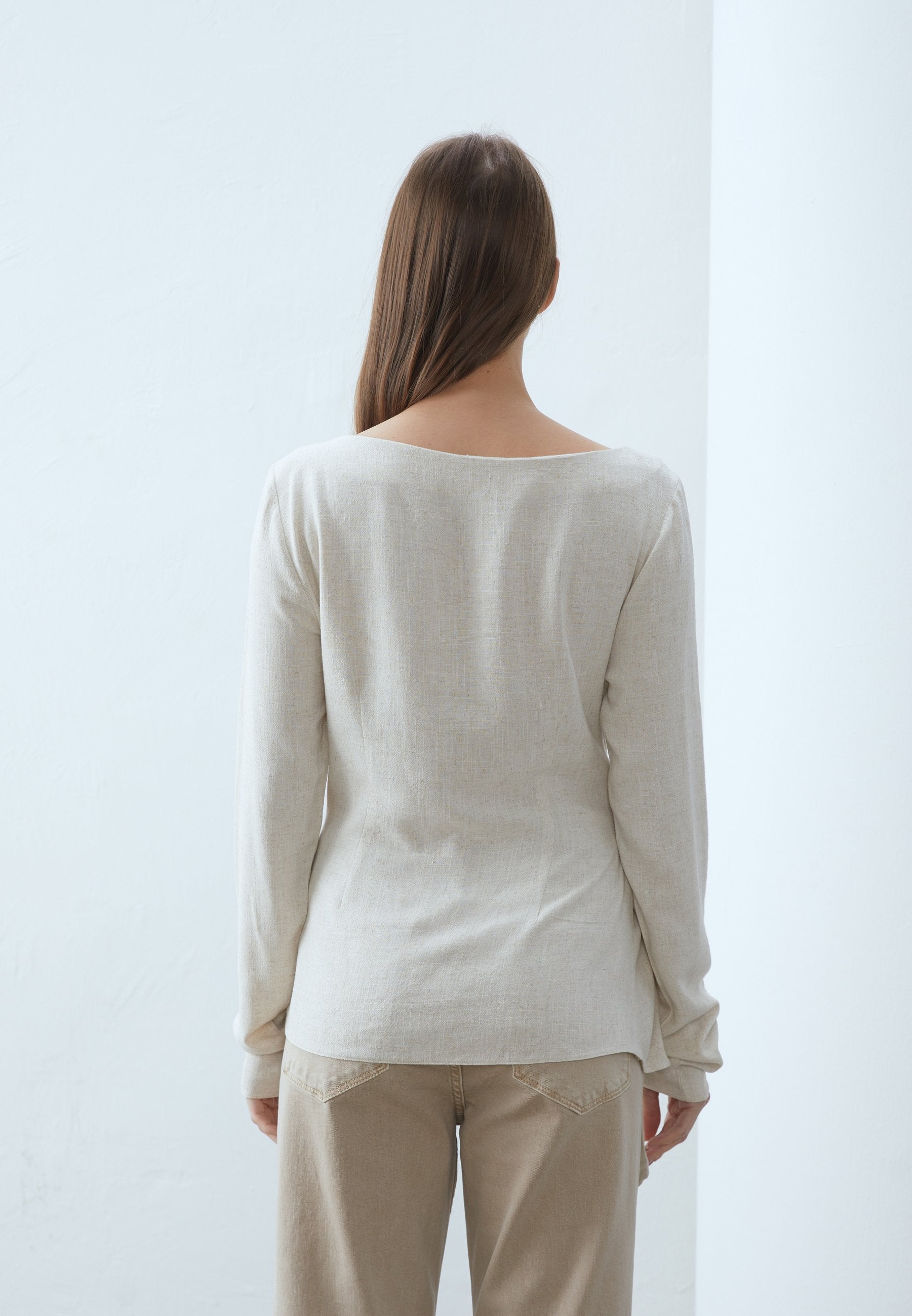 Anna Field LINEN MIX BLEND BLOUSE - Blouse - Beige