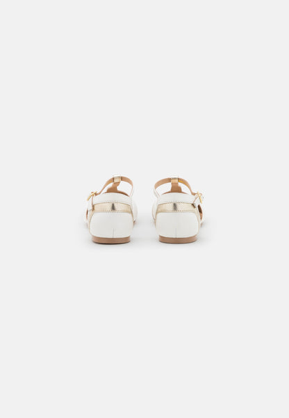 Anna Field Leather- Ankle Strap Ballet Pumps - White