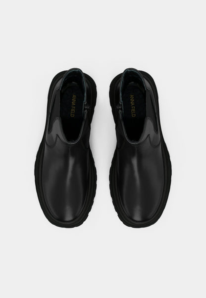 Anna Field LEATHER - Platform Ankle Boots - Black