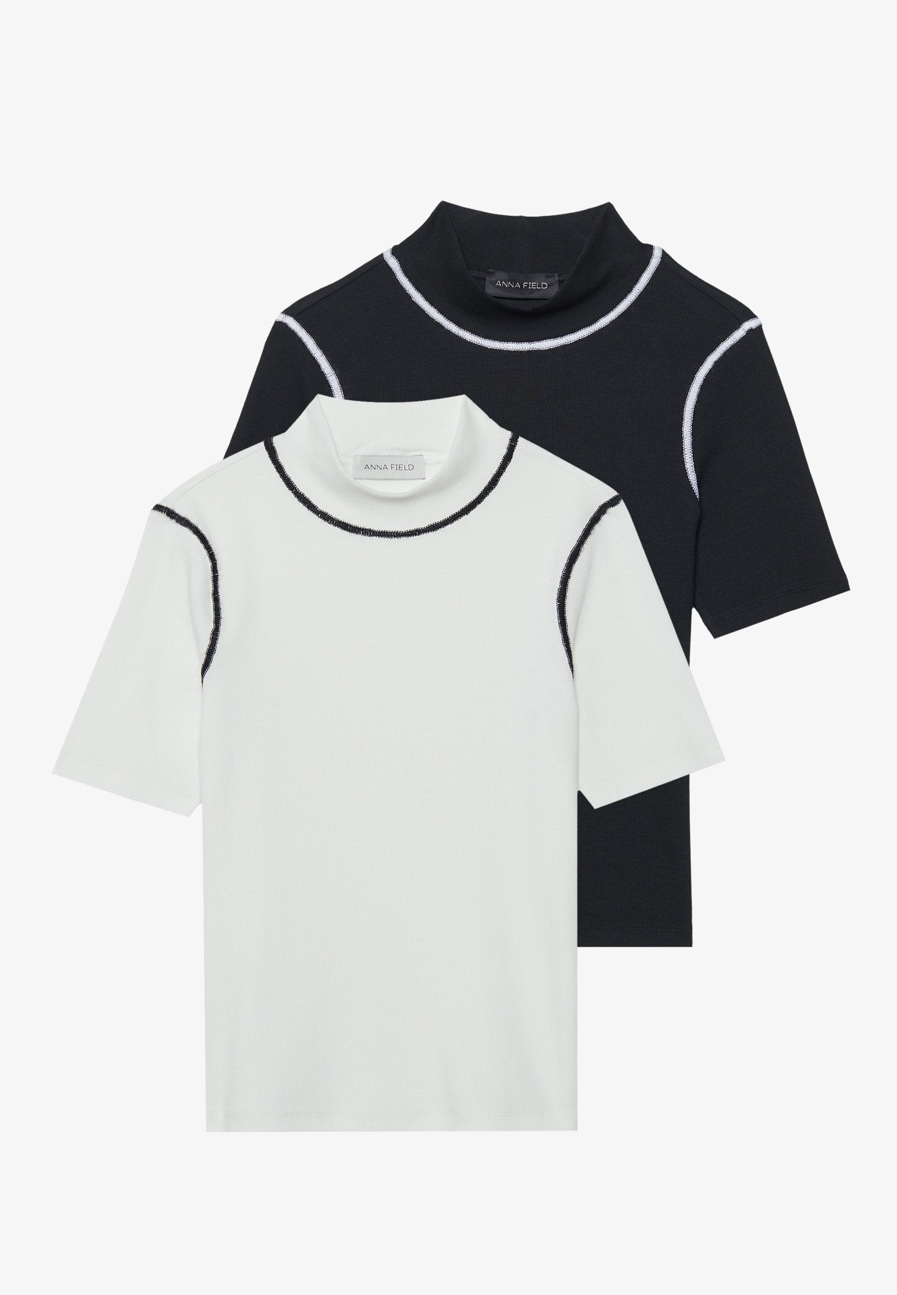 Anna Field 2 PACK - Basic T-shirt - Off-white/black