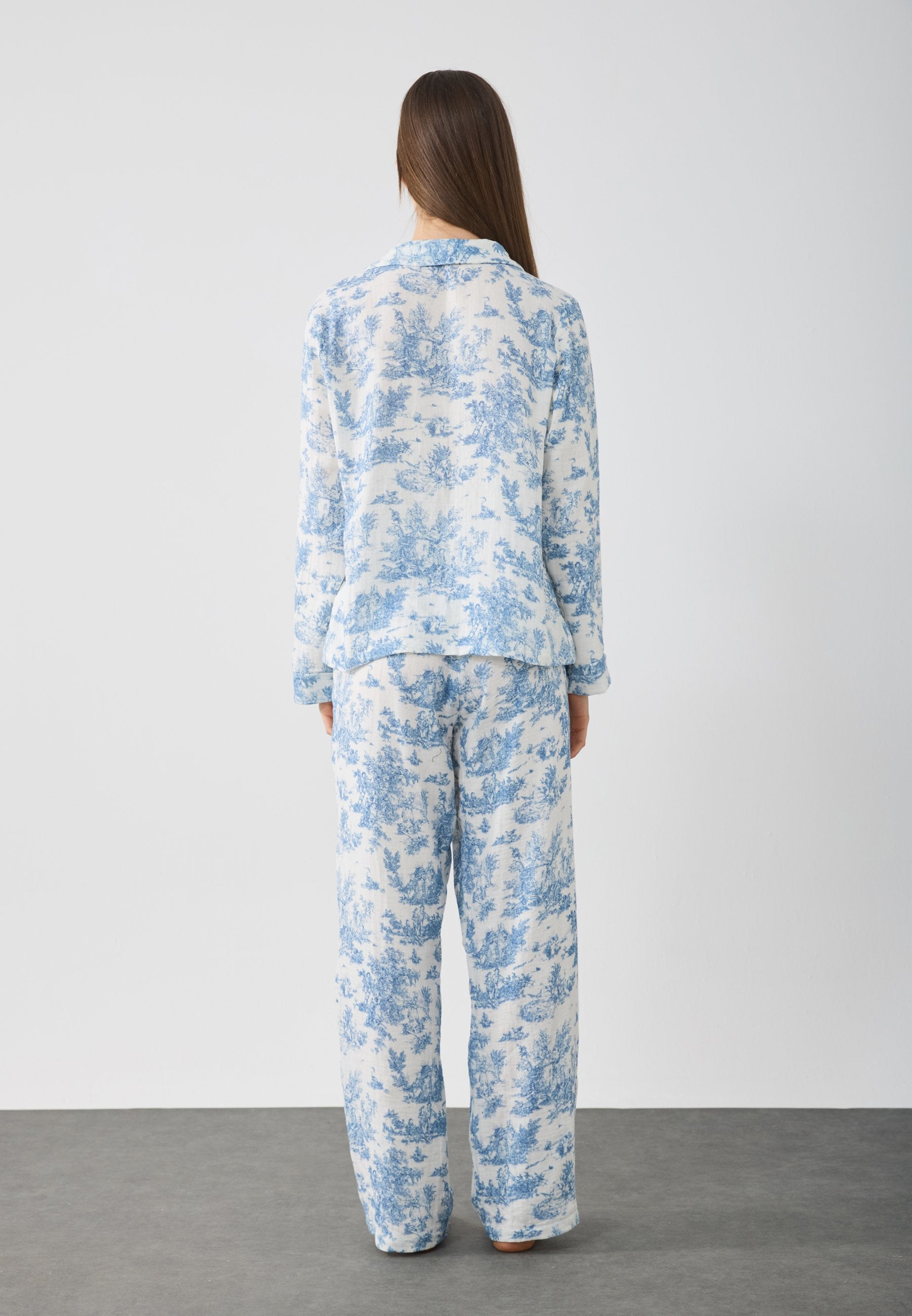 Anna Field SOFT MUSLIN COTTON PRINTED SET - Pyjama Set - White/blue
