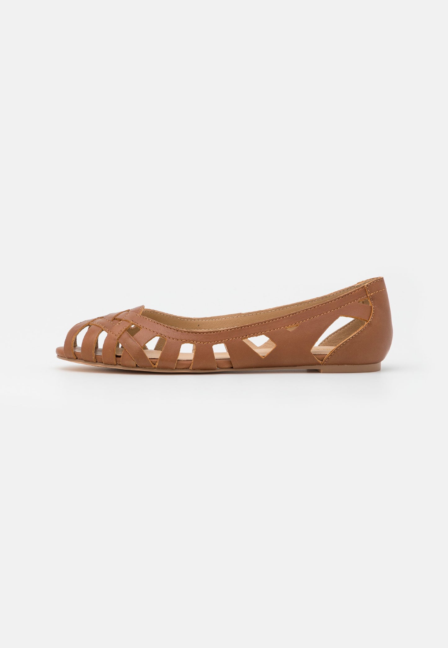Anna Field Leather - Peeptoe Ballet Pumps - Cognac