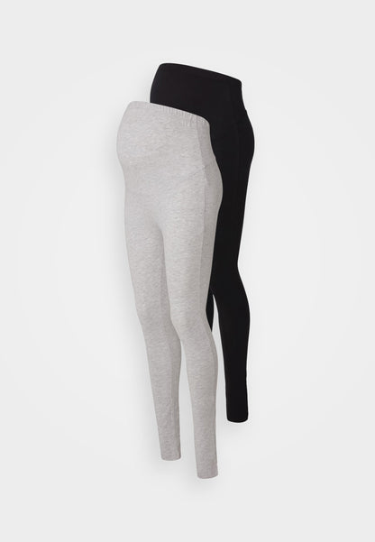  2 PACK - Leggings - Trousers - Black/mottled Dark Brown