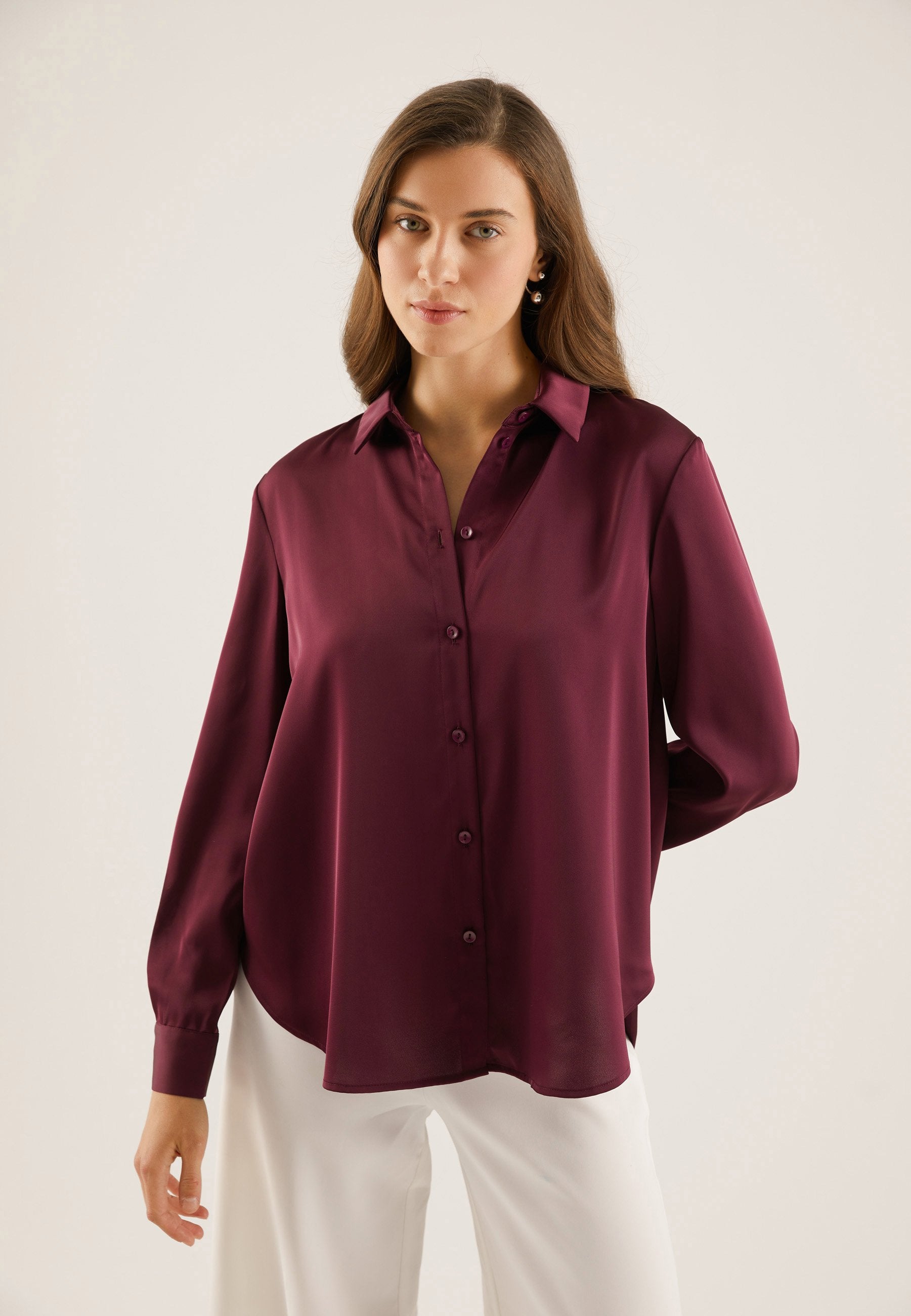 Anna Field Button-down Blouse - Dark Purple