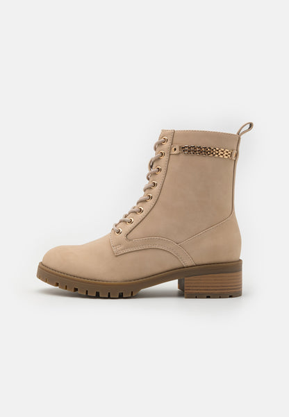  Lace-Up Ankle Boots - Beige