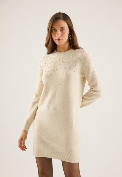 Anna Field Jumper Dress - Mottled Beige/silver