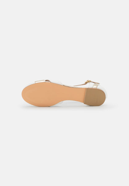 Anna Field Leather- Ankle Strap Ballet Pumps - White