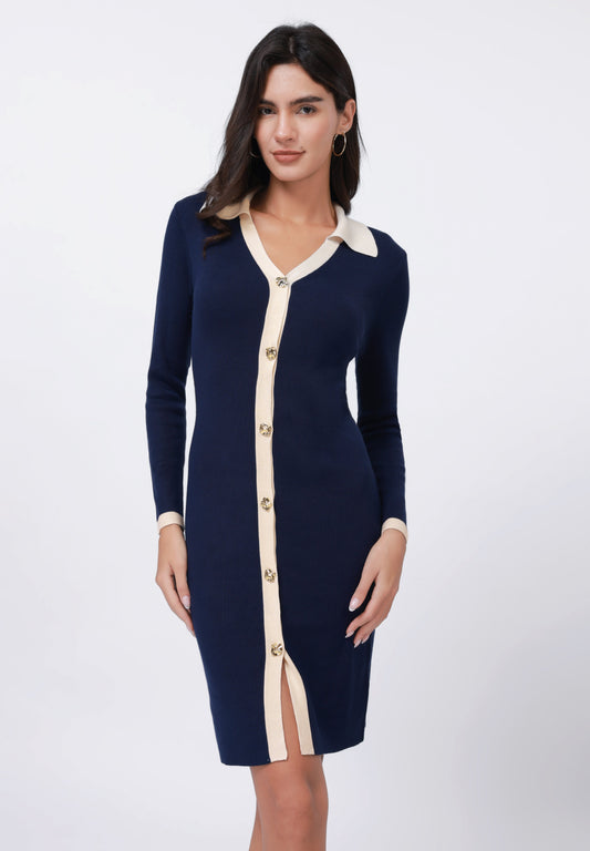 Anna Field Jumper Dress - Navy/ivory