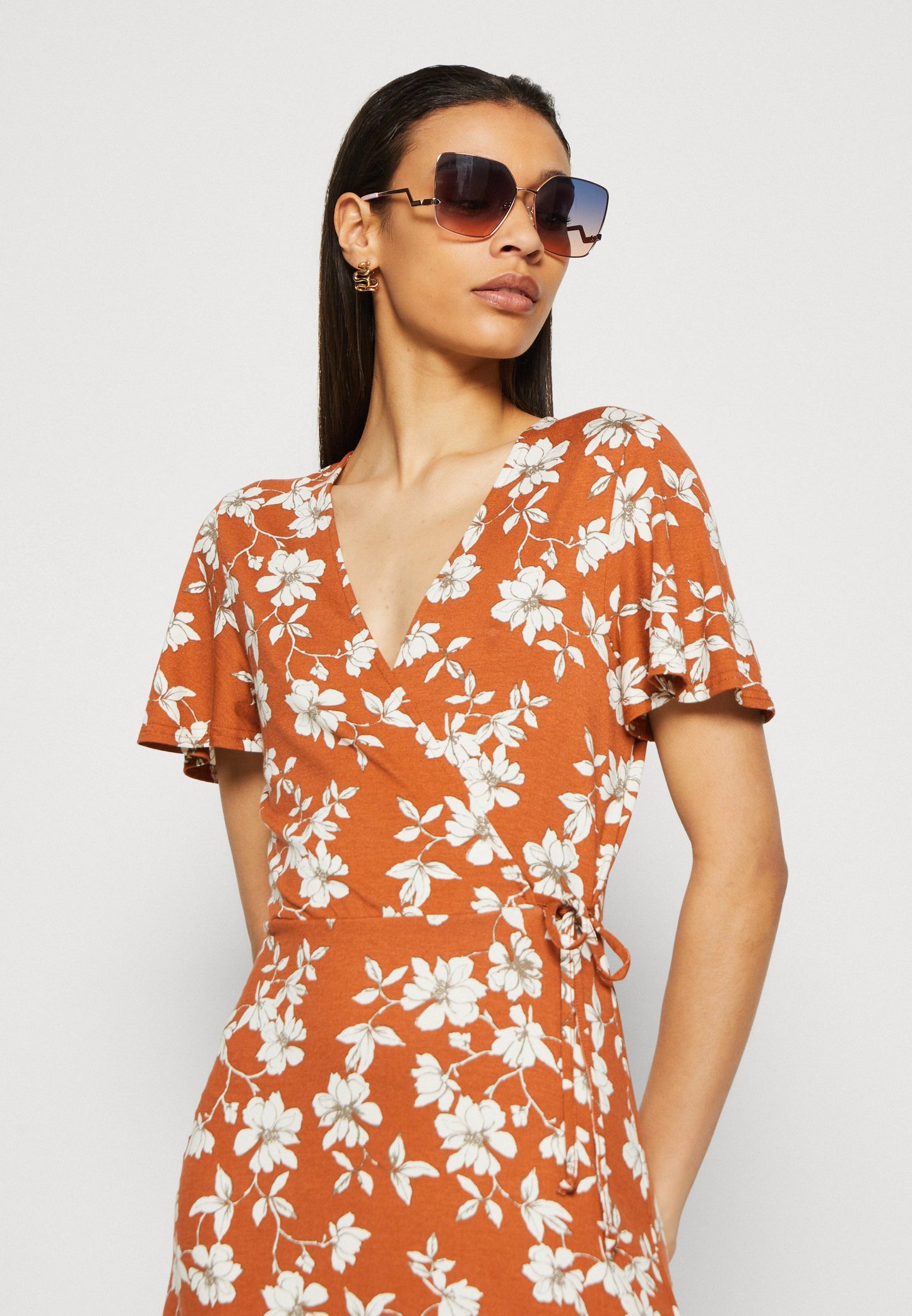 Anna Field Jersey Dress - Brown/White