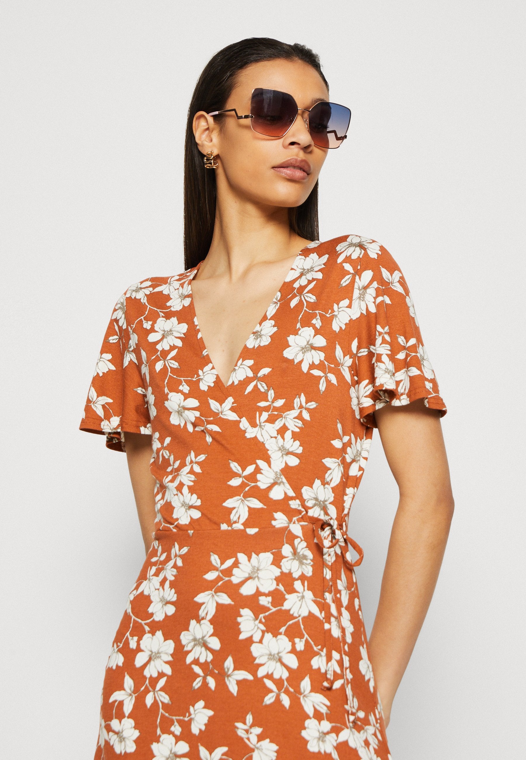 Anna Field Jersey Dress - Brown/White
