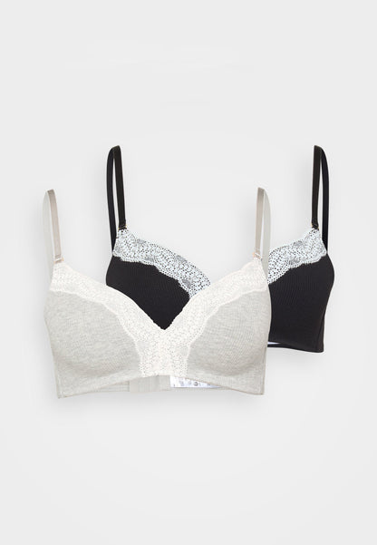 Anna Field 2 PACK - Triangle Bra - Black/grey Melange