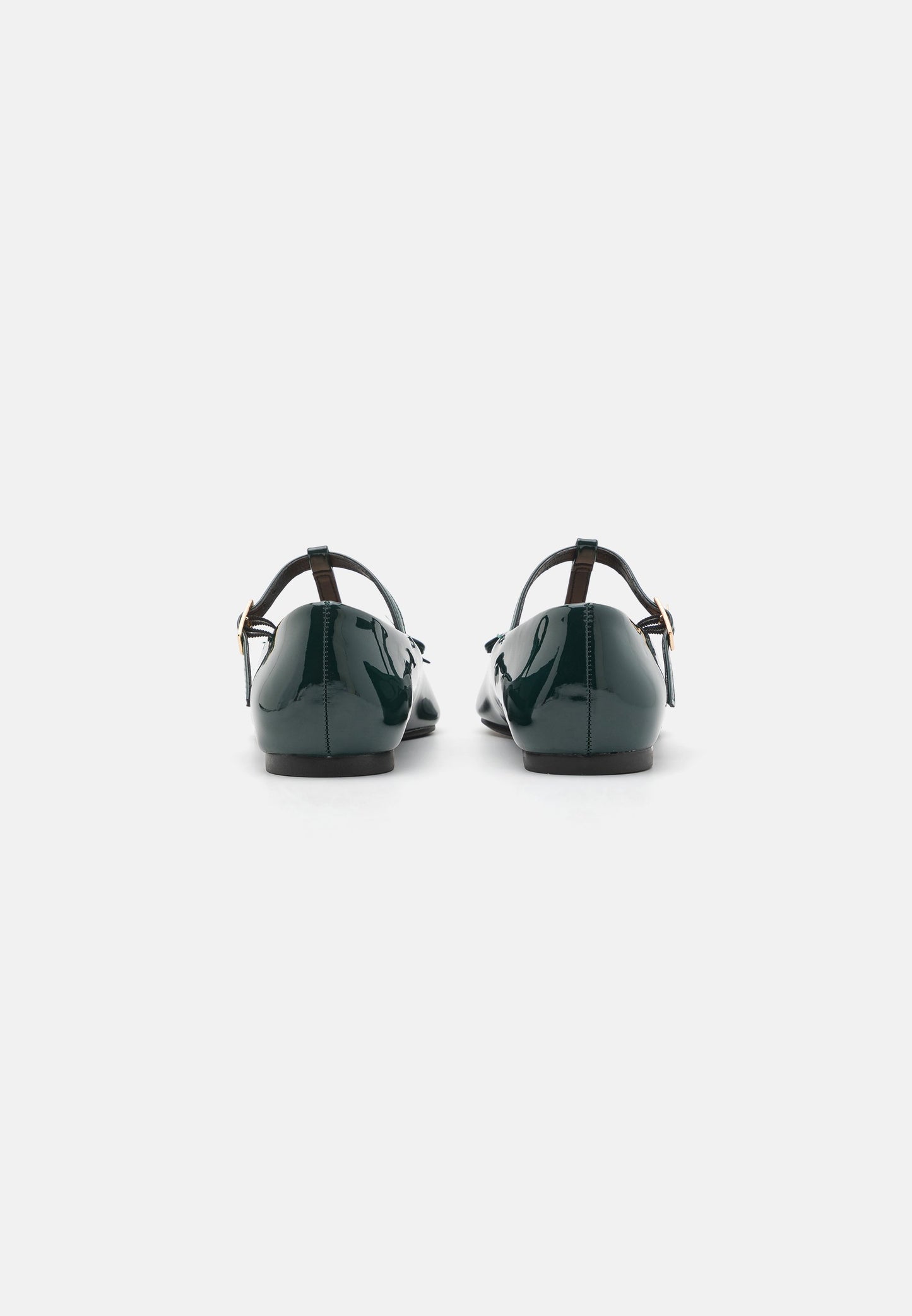  Ankle Strap Ballet Pumps - Dark Green