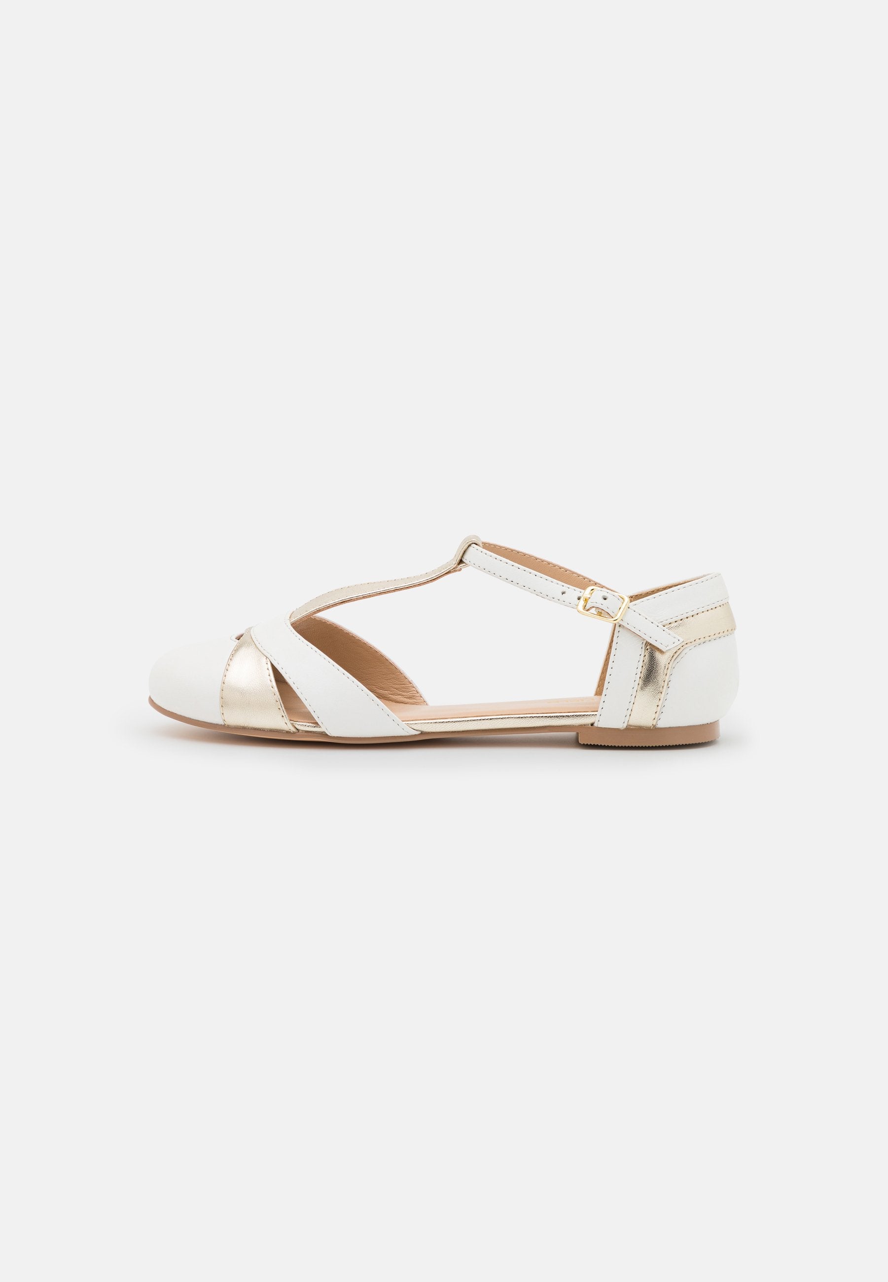 Anna Field Leather- Ankle Strap Ballet Pumps - White