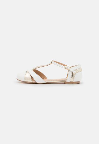 Anna Field Leather- Ankle Strap Ballet Pumps - White