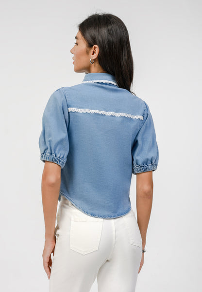 Anna Field DENIM - Button-down Blouse - Light Blue Wash