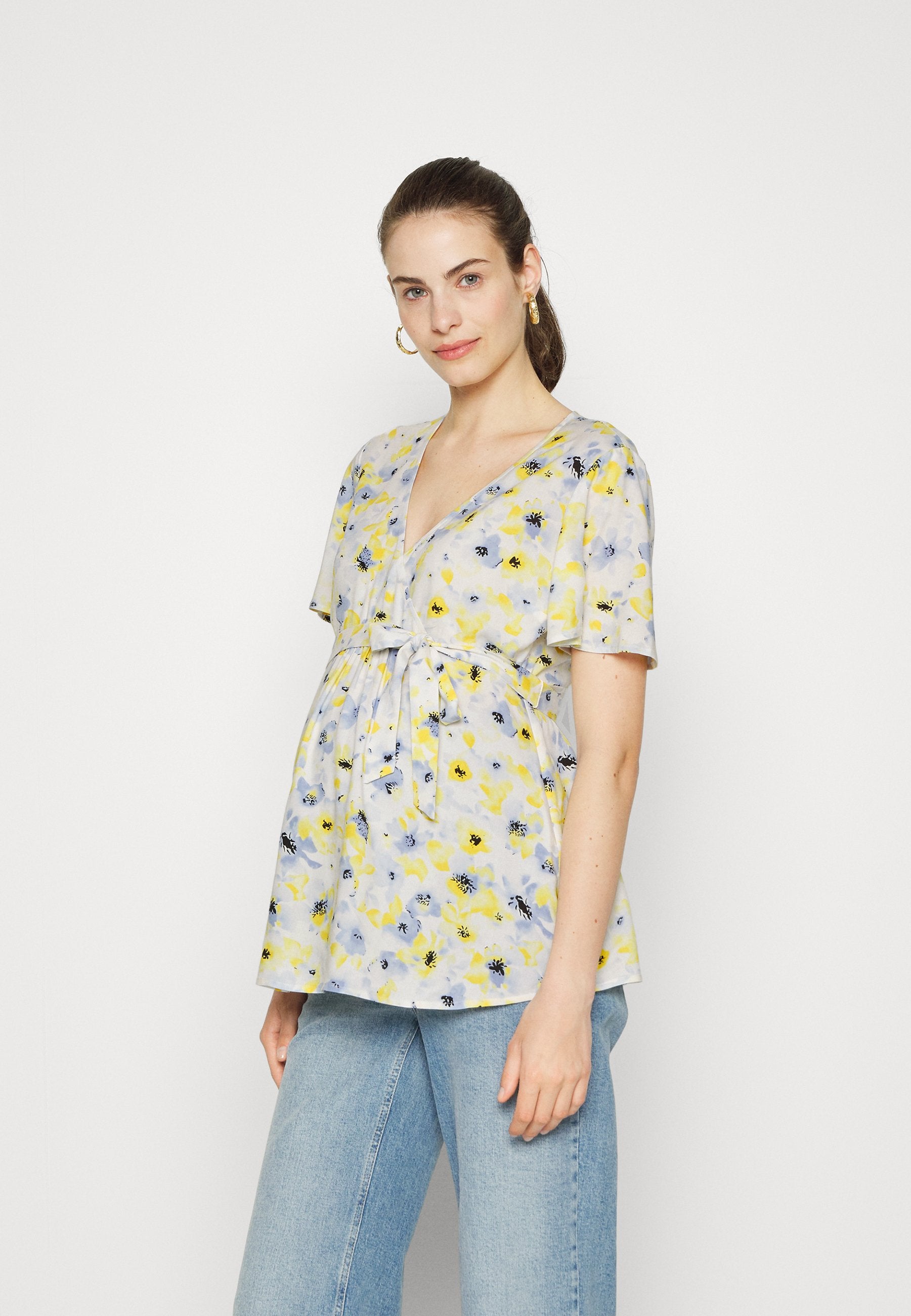  Blouse - White/Light Blue