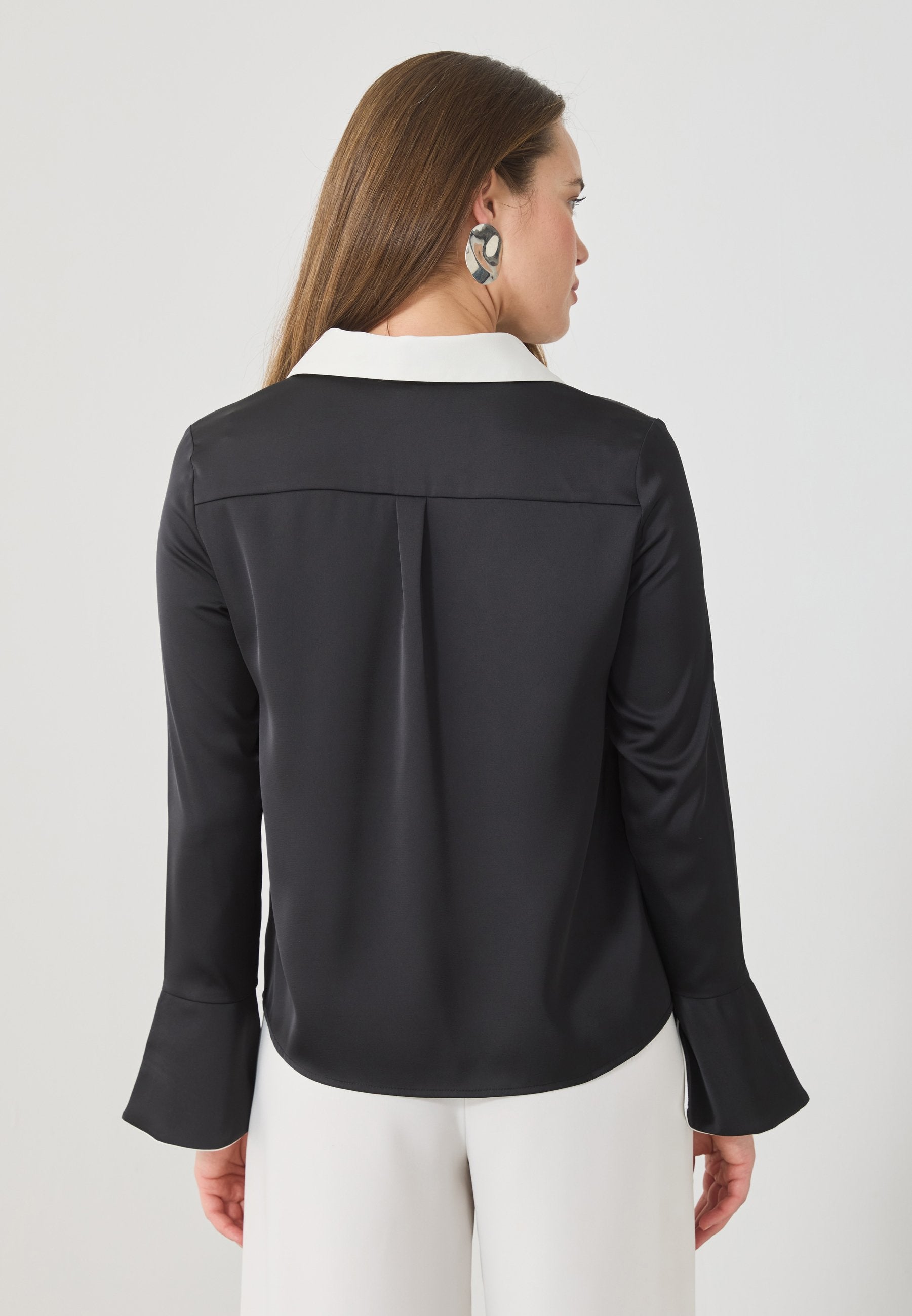 Anna Field Button-down Blouse - Black/egret