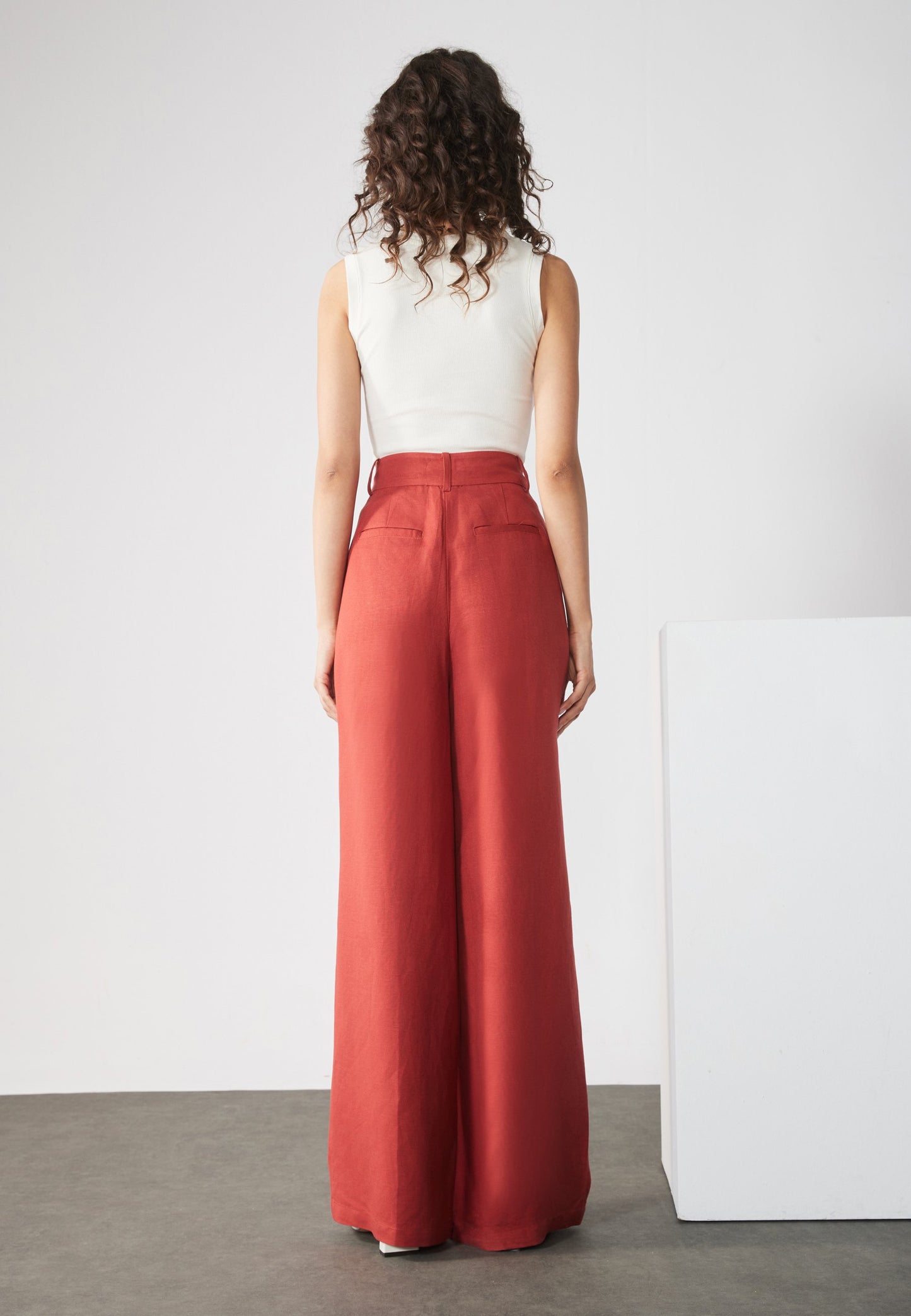 Anna Field LINEN BLEND - Trousers - Barn Red