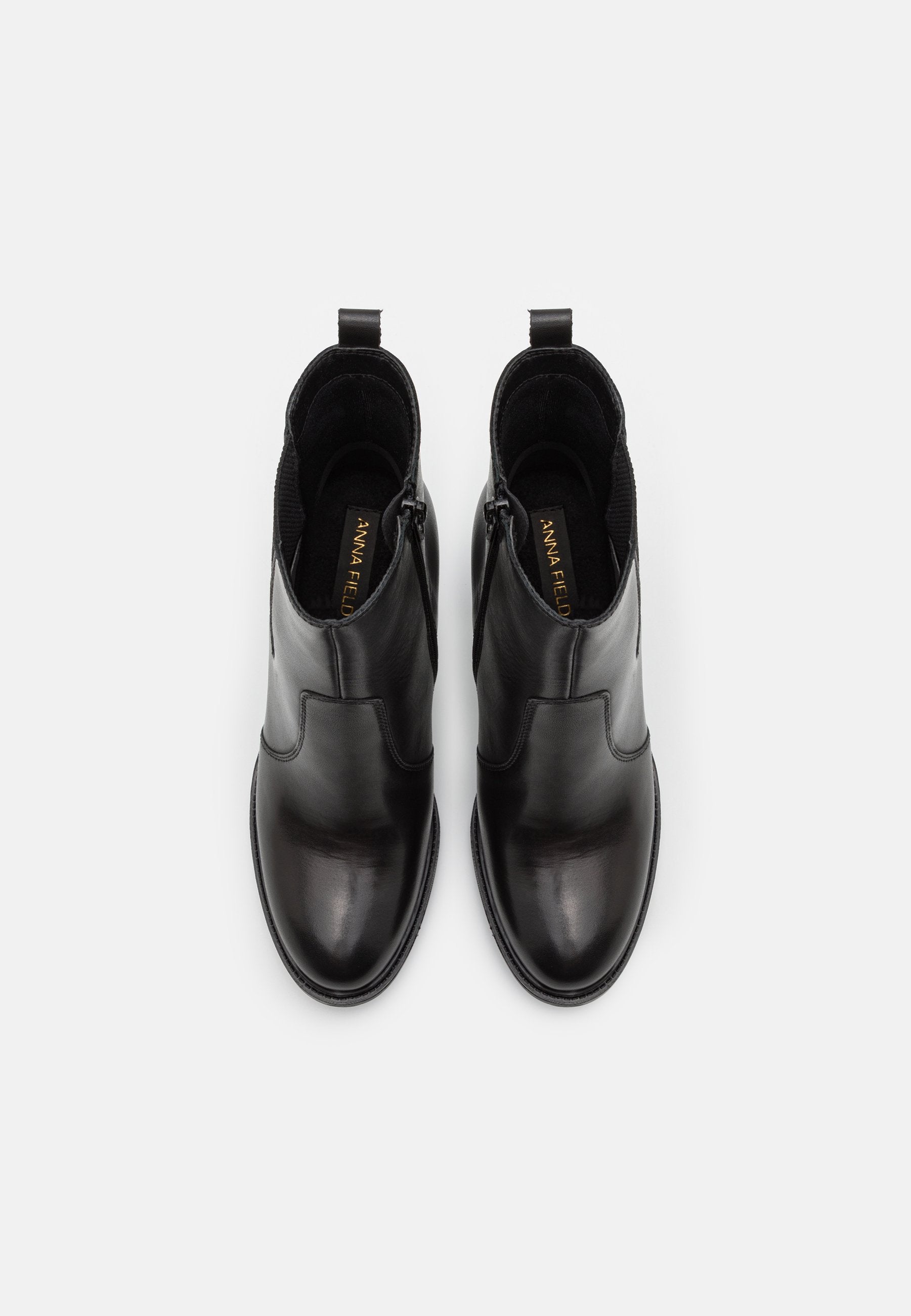  Leather- High Heeled Ankle Boots - Black