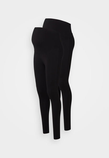  2 PACK - Leggings - Trousers - Black/mottled Dark Brown