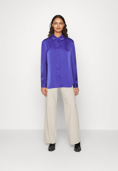 Anna Field Button-Down Blouse - Dark Blue