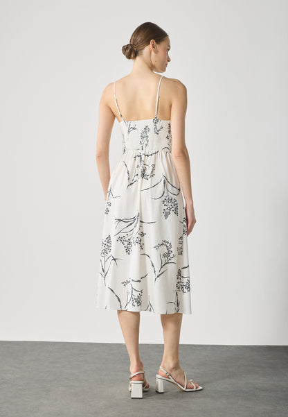Anna Field LINEN MIX DRESS - Day Dress - Off-white/black