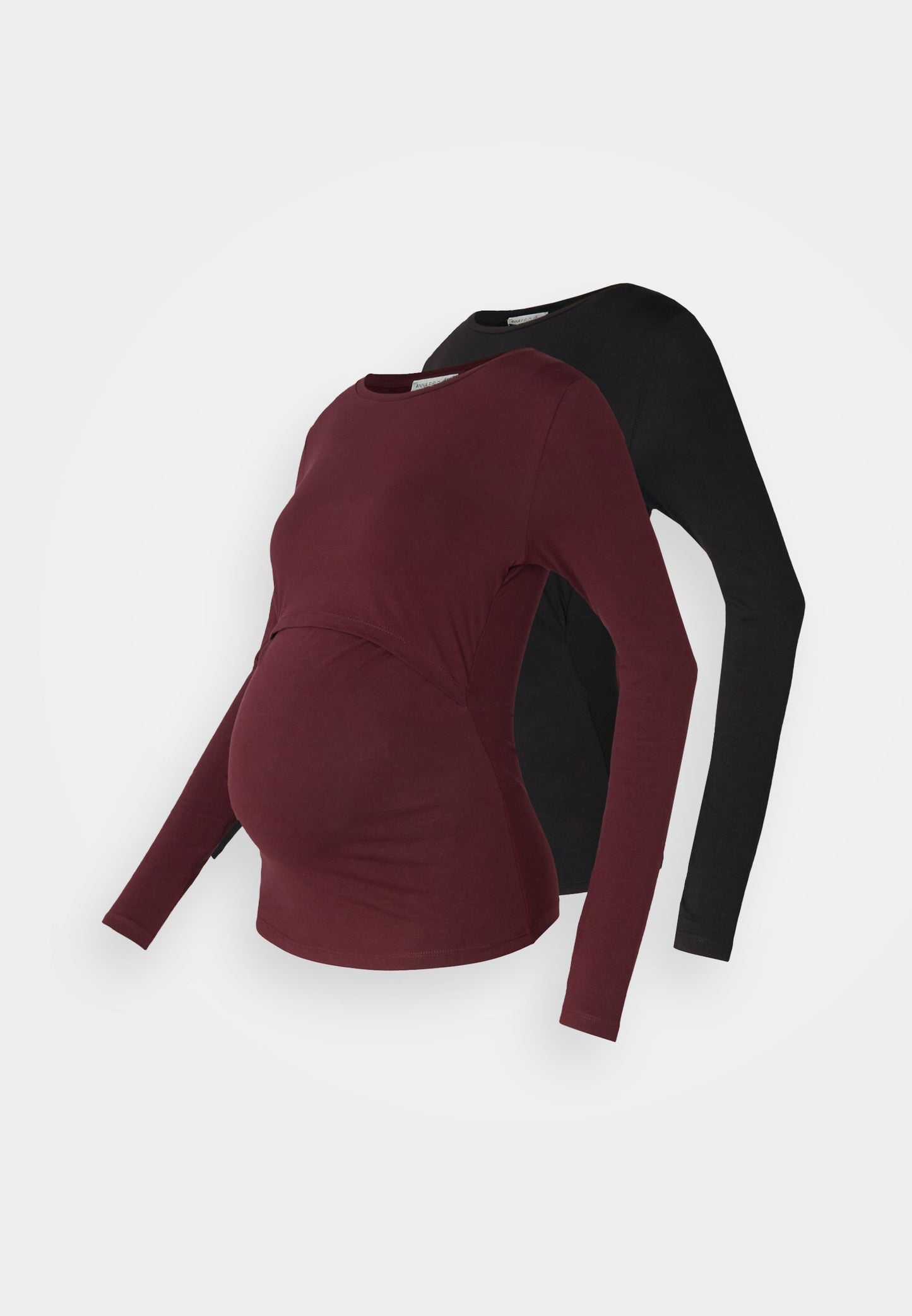  NURSING LONG SLEEVE TOP 2 PACK - Long Sleeved Top - Black/bordeaux