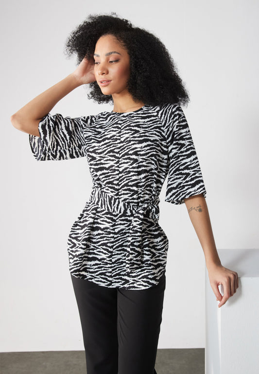 Anna Field Tunic - White,black