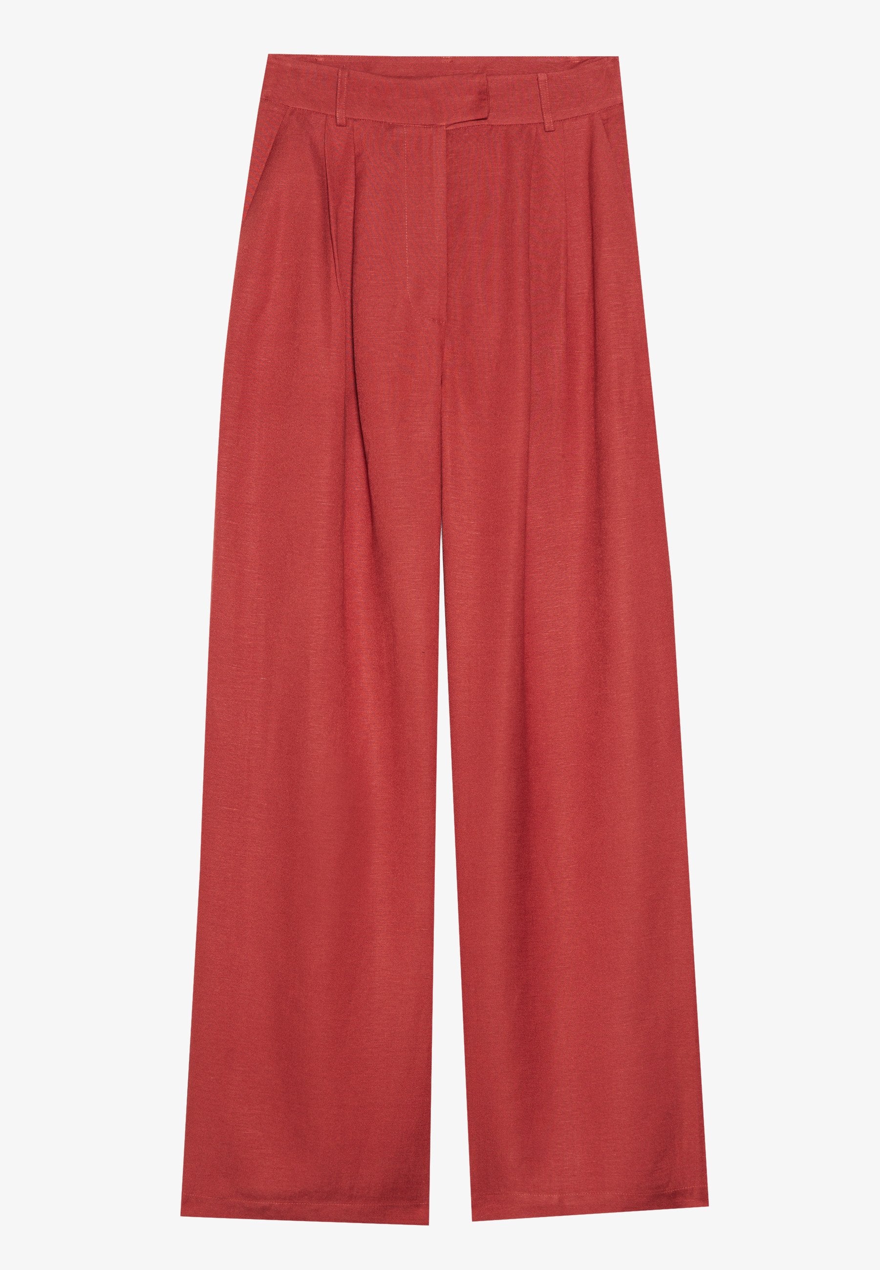 Anna Field LINEN BLEND - Trousers - Barn Red