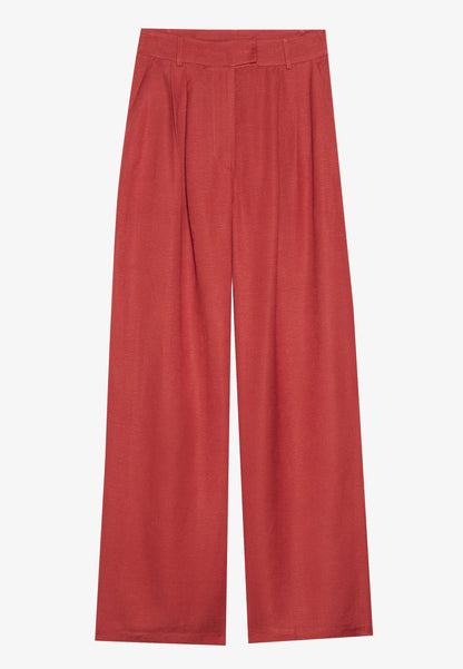 Anna Field LINEN BLEND - Trousers - Barn Red