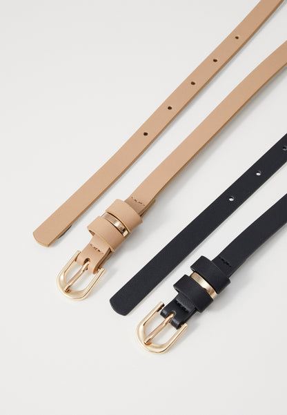 Anna Field 2 PACK - Belt - Black/beige
