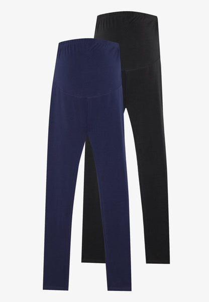  2 PACK - Leggings - Trousers - Black/mottled Dark Brown