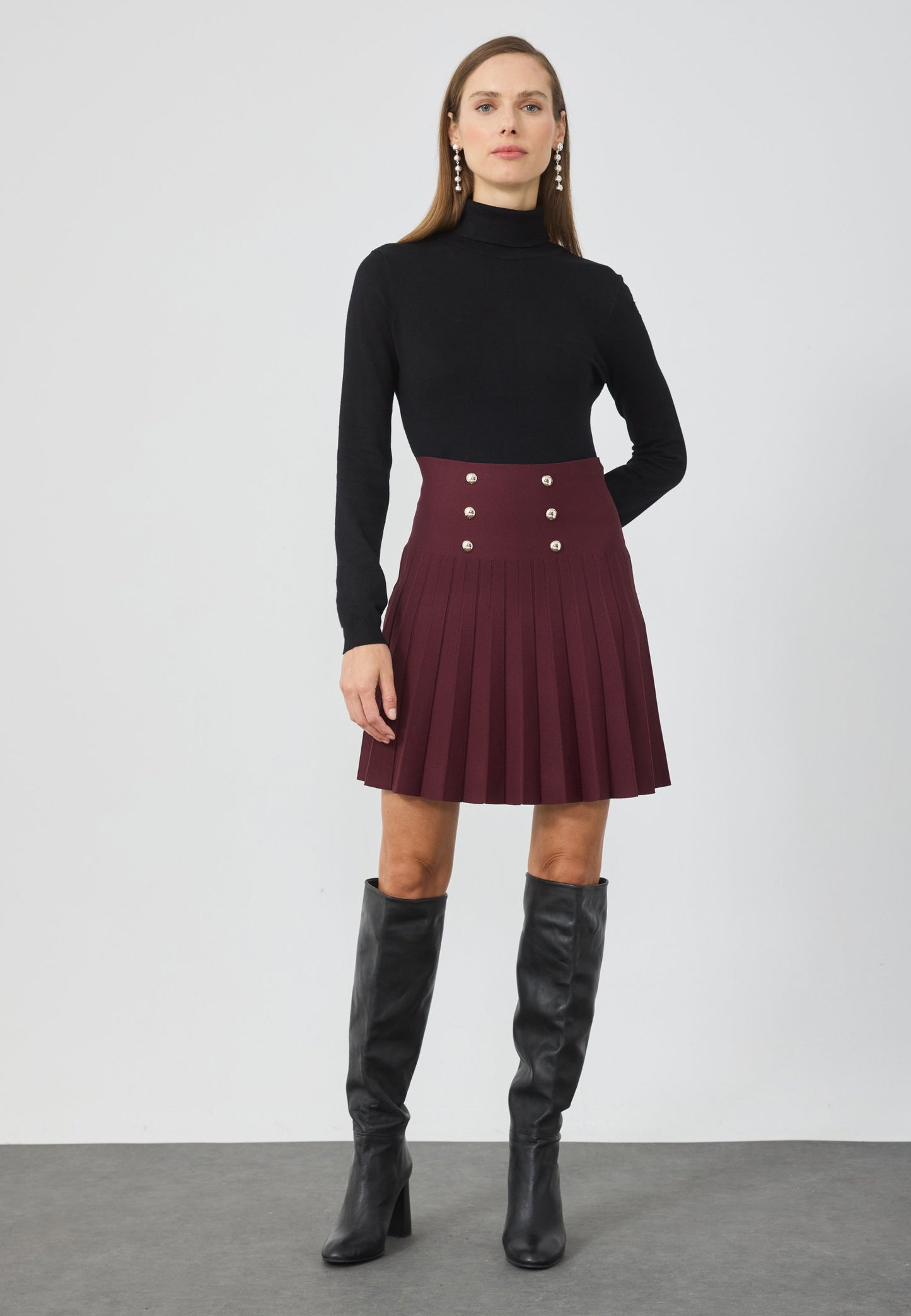 Anna Field MINI SKIRT WITH BUTTONS - A-line Skirt - Bordeaux