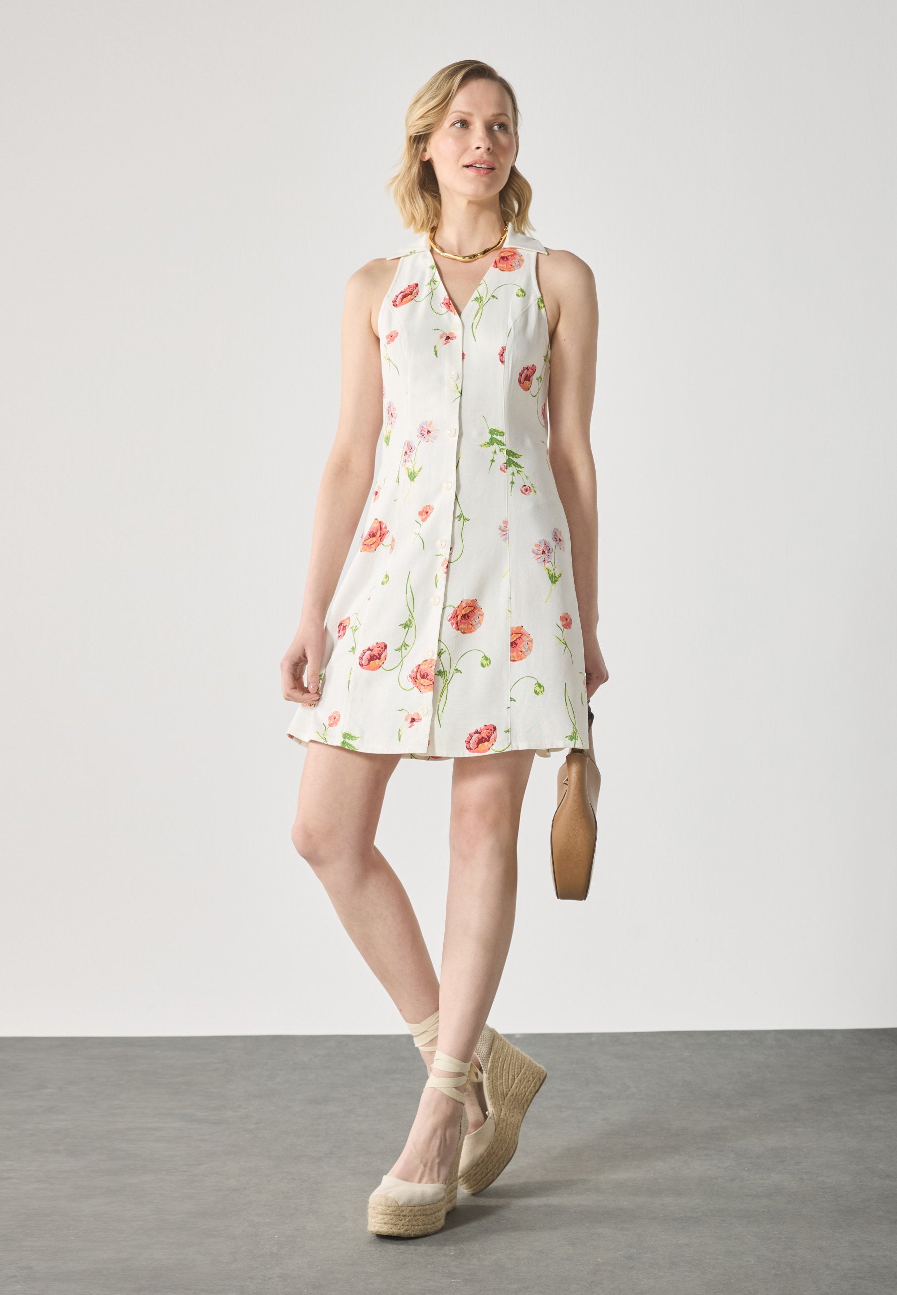 Anna Field LINEN MIX DRESS - Shirt Dress - White