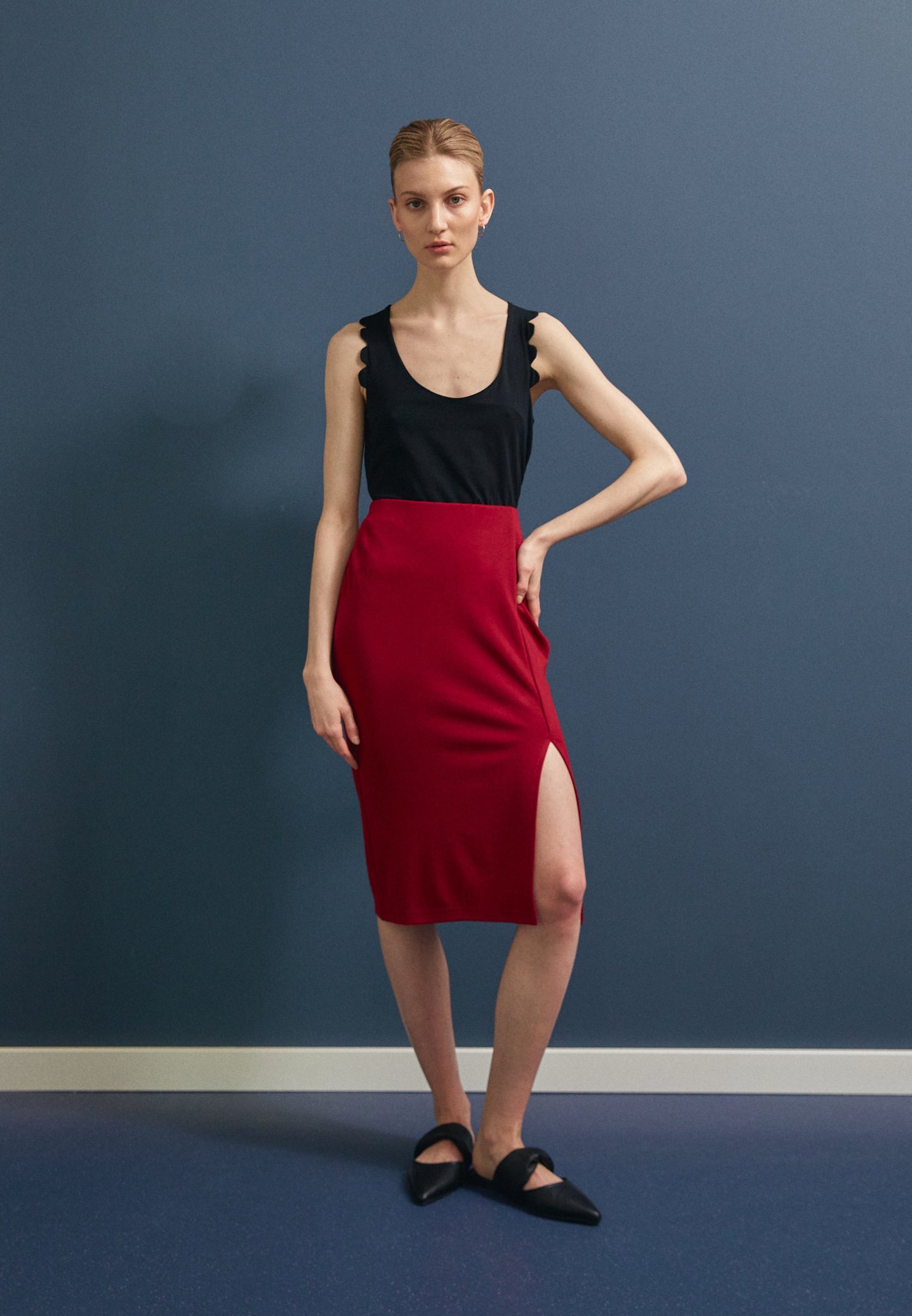 Anna Field Pencil Skirt - Dark Red