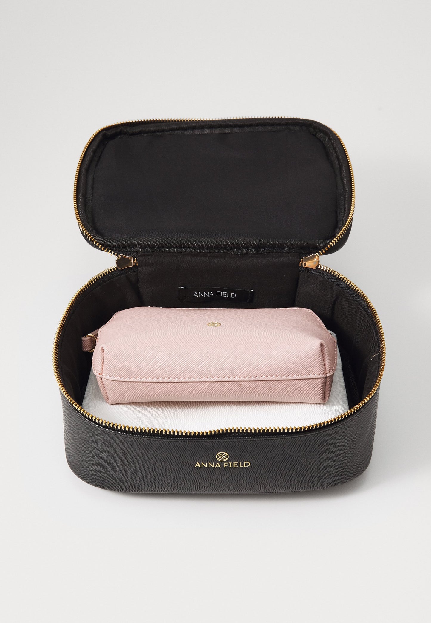 Anna Field SET - Wash Bag - Black/light Pink/off-white