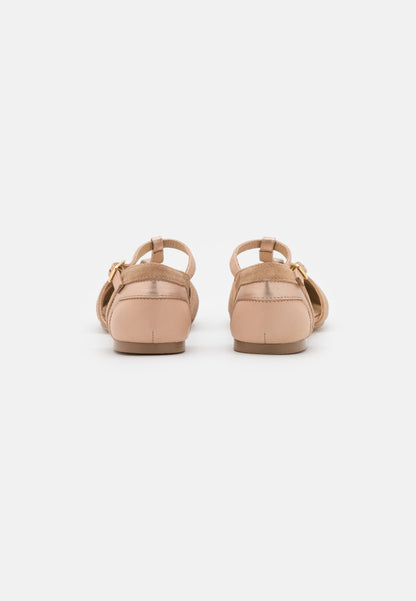 Anna Field Leather- Ankle Strap Ballet Pumps - Beige
