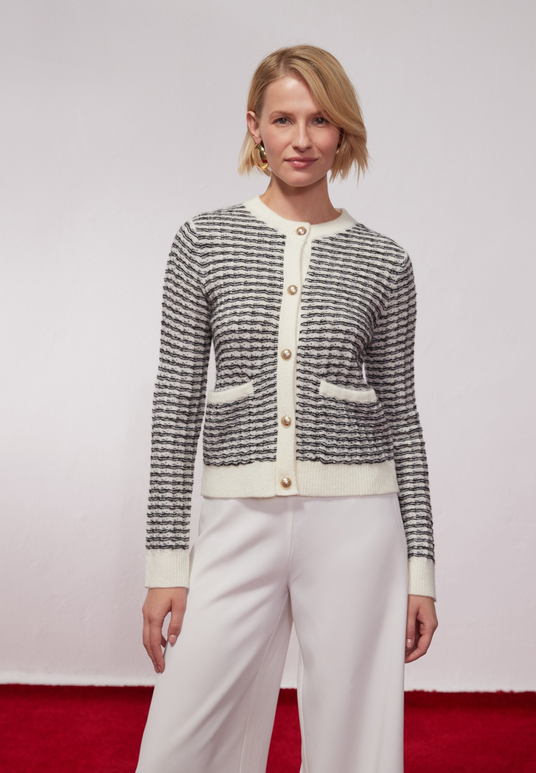 Anna Field Cardigan - Black/off-white