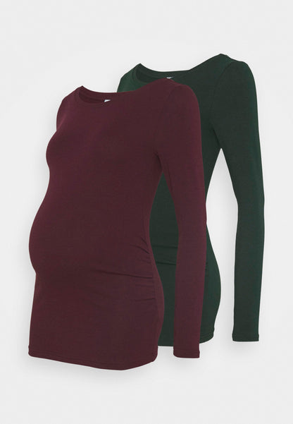  2 Pack - Long Sleeved Top - Dark Green/Bordeaux