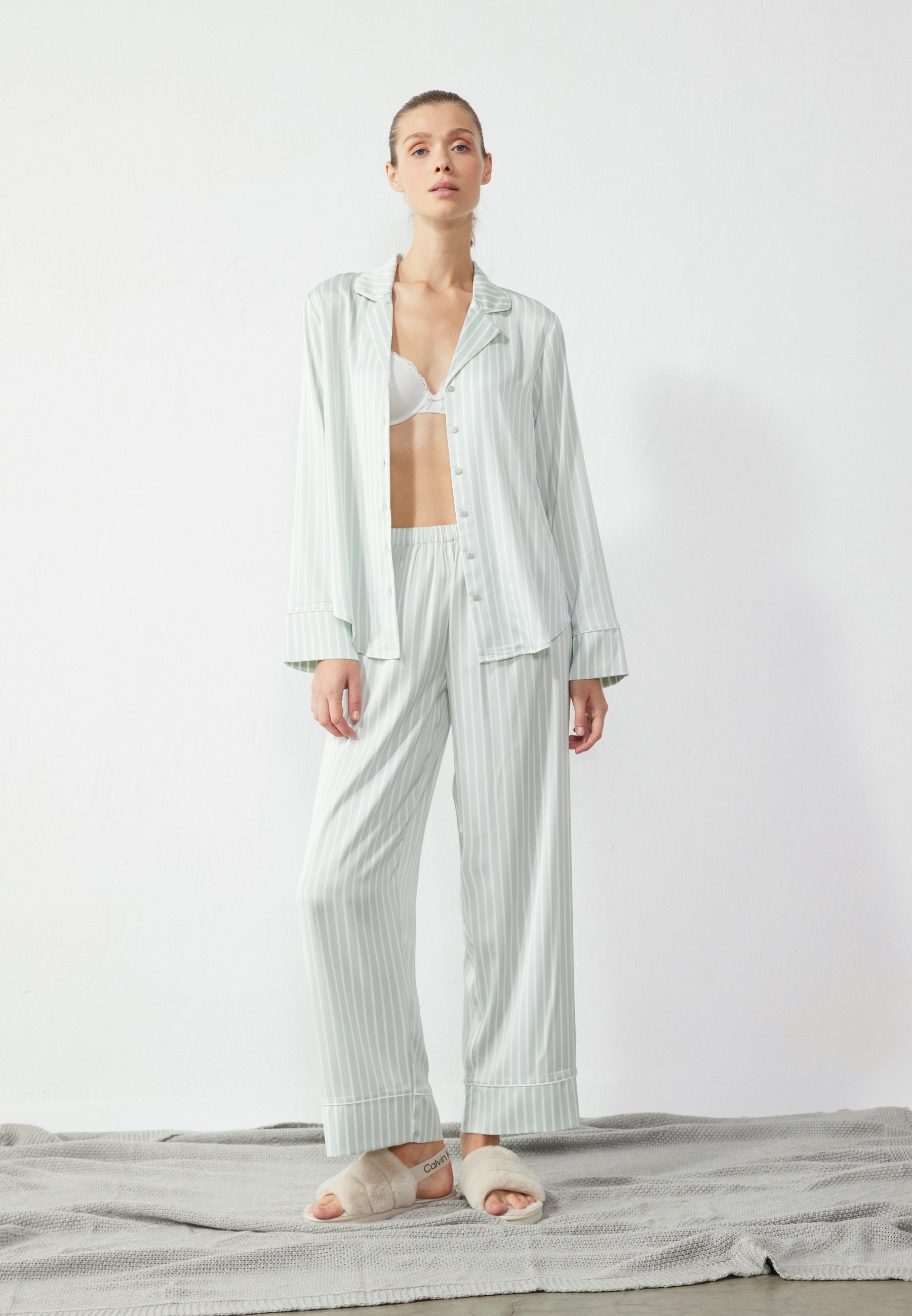 Anna Field Pyjama Set - White,light Grey