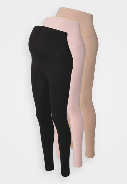  3 PACK - Leggings - Trousers - Black/taupe/light Pink