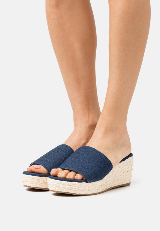 Anna Field Heeled Mules - Blue Denim