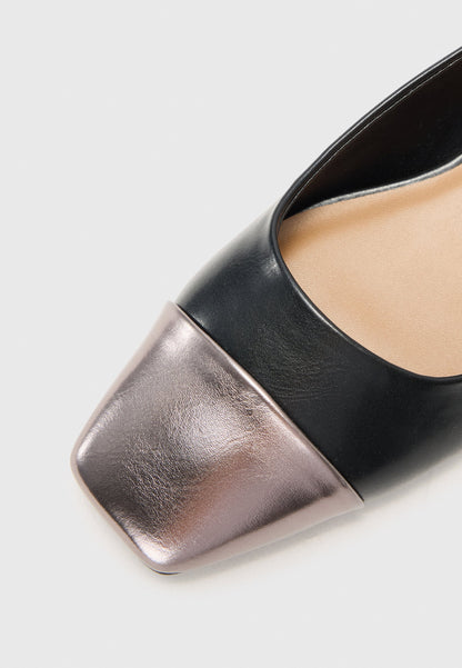  Slingback Ballet Pumps - Black Gunmetal