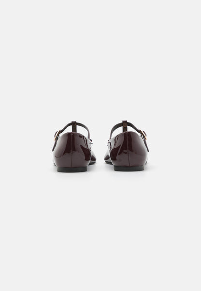  Ankle Strap Ballet Pumps - Dark Red