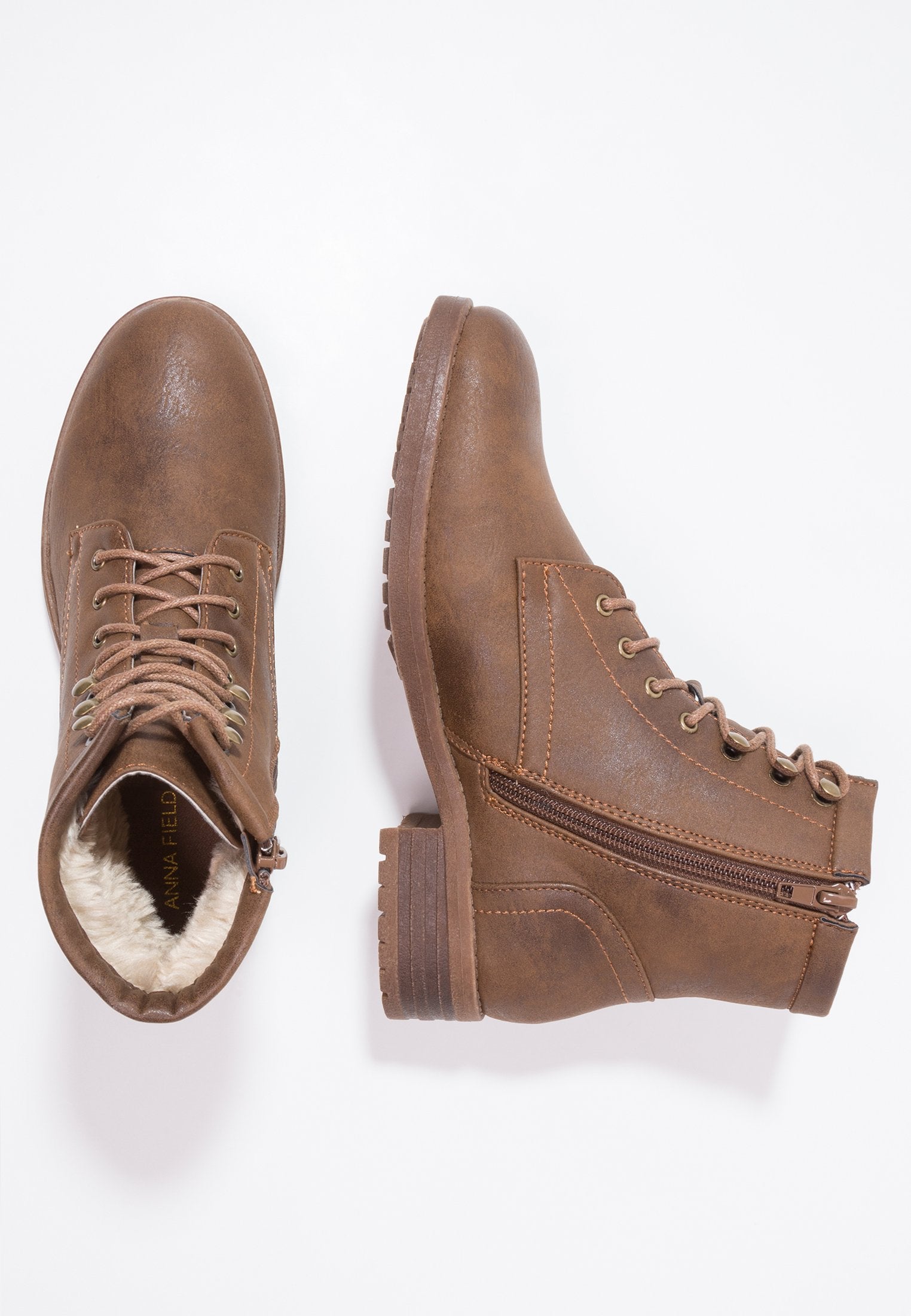 Anna Field Winter Boot - Lace-Up Ankle Boots - Coffee